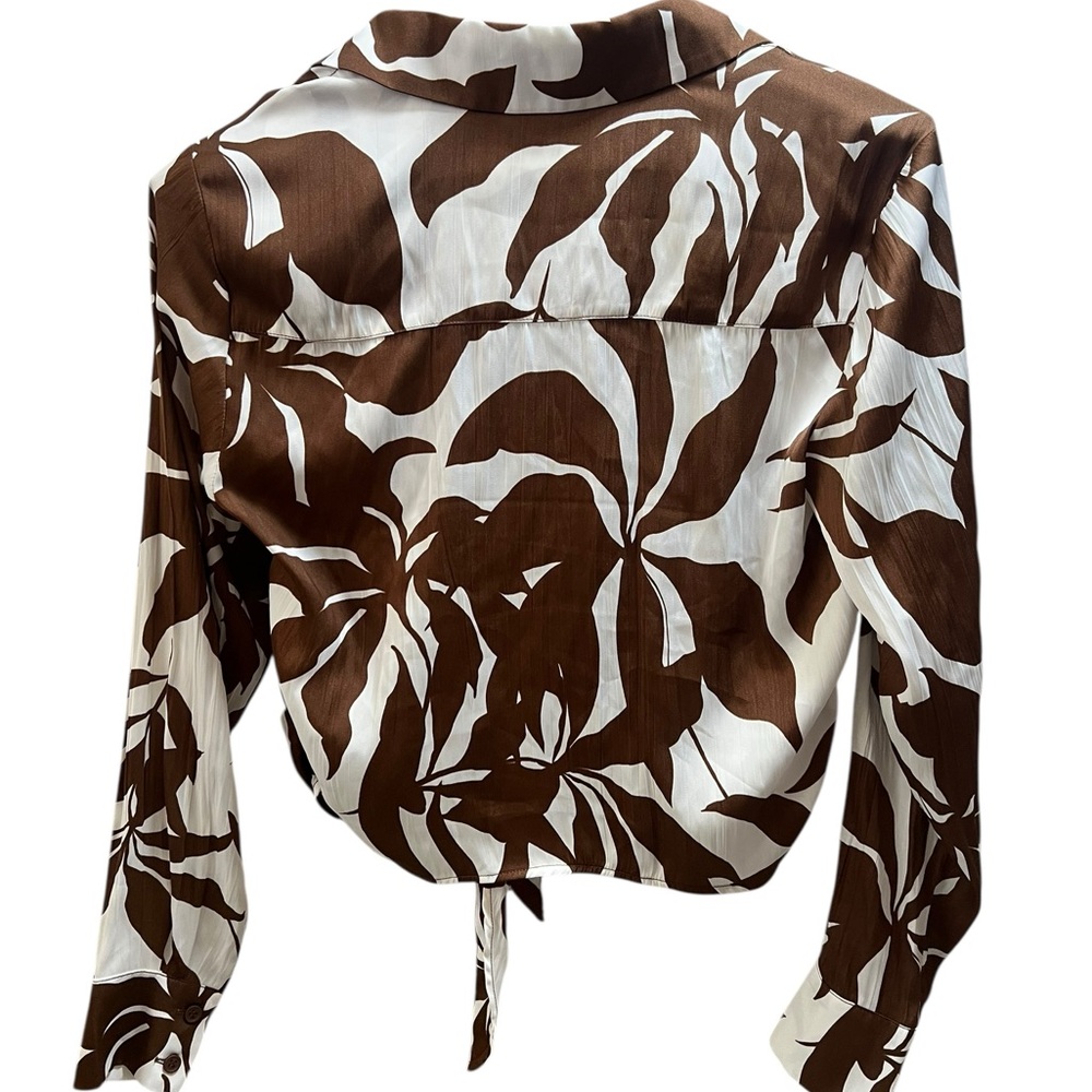 Sanctuary Women's Lover Printed Tie Shirt brown and white vintage foliage print - Picture 3 of 7